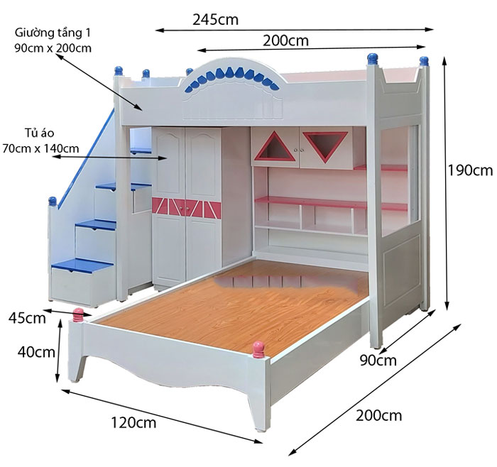 Kích thước giường tầng dành cho trẻ em