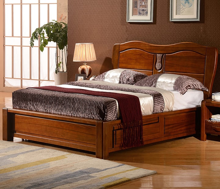 giường gỗ tự nhiên thiết kế cổ điển cao cấp