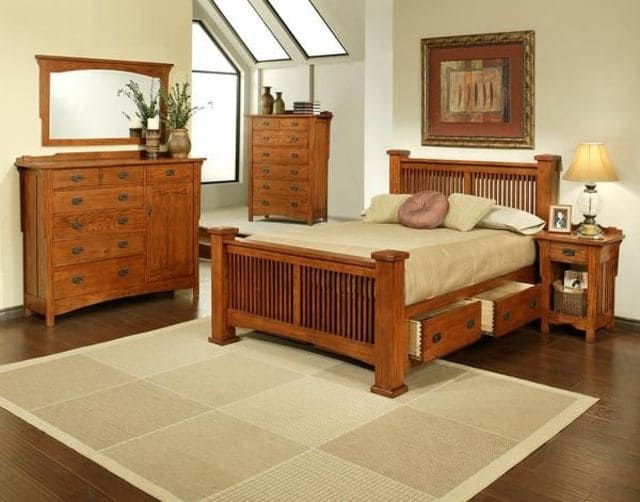 giường gỗ sồi 