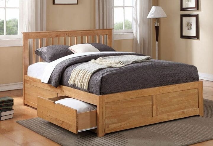 Giường có ngăn kéo gỗ tự nhiên