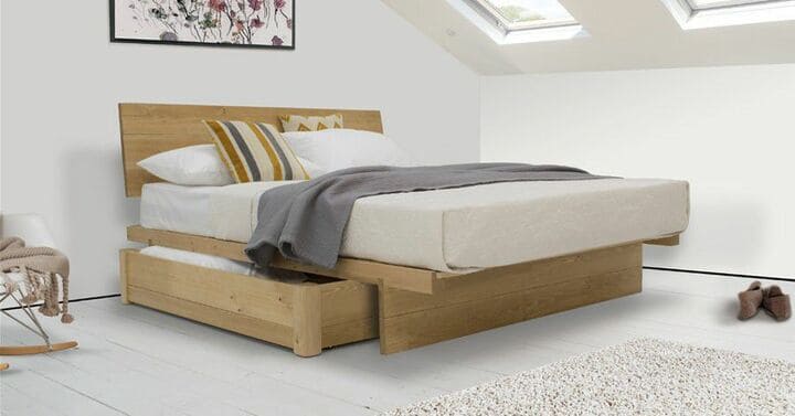 giường hộp có ngăn kéo gỗ tự nhiên