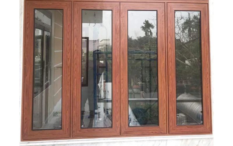 Cửa gỗ sồi 4 cánh pano kính