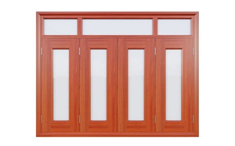 Cửa sổ thép vân gỗ 4 cánh cân
