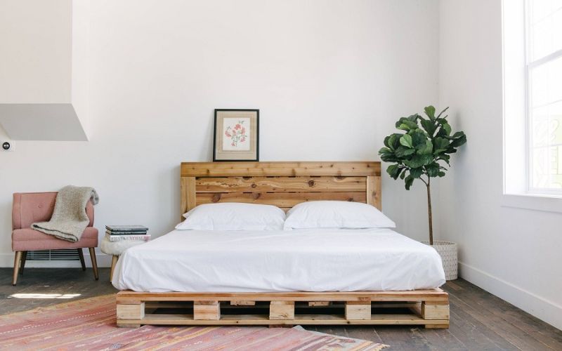 Giường bệt pallet mộc mạc