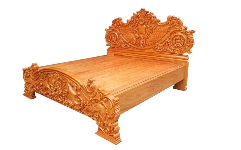 Giường gỗ lim cổ điển chạm khắc