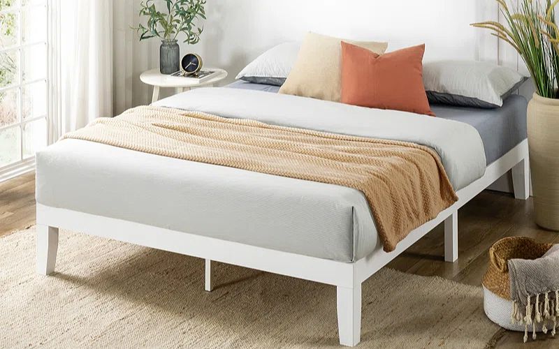 Giường gỗ thông sơn trắng phong cách Hàn Quốc