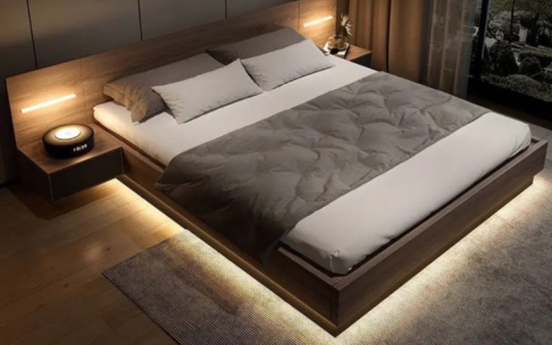 Giường ngủ 1m6 có tủ đầu giường tích hợp
