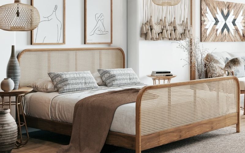 Giường gỗ sồi phong cách Bắc Âu