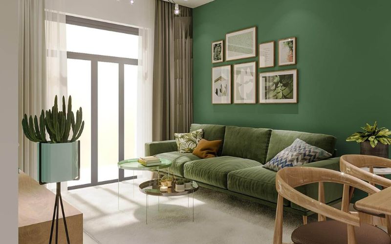 căn hộ nhỏ nội thất xanh